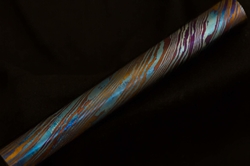 dia 25,4 x 187 mm Moku-Ti rod - 2 alloys  - BasketWave pattern damascus