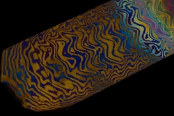 7,6 x 65 x 220 mm Moku-Ti flat - 2 alloys  - Waves pattern damascus