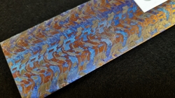 4.9 x 44 x 151 mm FF Rainbow-Zr flat - Matrix / Waves patt. - Zirconium damascus