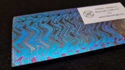 6,3 x 54 x 127 mm Rainbow-Zr flat - Waves patt. - Zirconium damascus