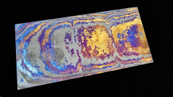 4.9 x 73 x 145 mm FF Rainbow-Zr flat - Meander patt. - Zirconium damascus