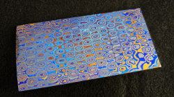 5 x 73 x 140 mm FF Rainbow-Zr flat - Raindrops patt. - Zirconium damascus