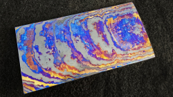 5 x 73 x 140 mm FF Rainbow-Zr flat - Raindrops patt. - Zirconium damascus