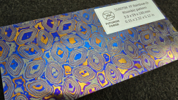 3.9 x 59 x 130 mm FF Rainbow-Zr flat - Rhombic patt. - Zirconium damascus
