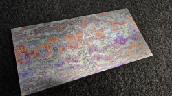 4.3 x 60 x 125 mm FF Rainbow-Zr flat - Rhombic patt. - Zirconium damascus