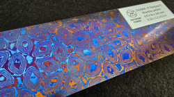 4.9 x 56 x 165 mm FF Rainbow-Ti flat - Rhombic patt. - Titanium damascus