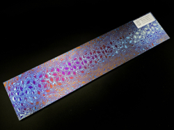 4.6 x 85 x 386 mm FF Rainbow-Ti flat - Rhombic patt. - Titanium damascus