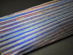 3.3 x 57 x 180 mm FF Rainbow-Zr flat - Kant patt. - Zirconium damascus
