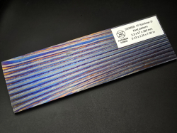 3.3 x 57 x 180 mm FF Rainbow-Zr flat - Kant patt. - Zirconium damascus