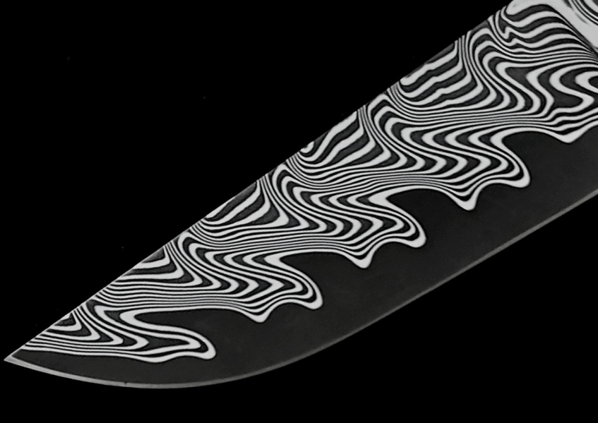 3.4 x 54 x 155 mm MagnaCut Core stainless damascus - BoomBap patt.