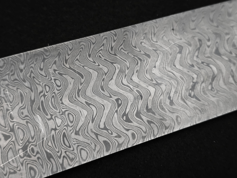 4 x 59 x 240 mm FF MARTENSITE flat stainless damascus - Experimental patt.