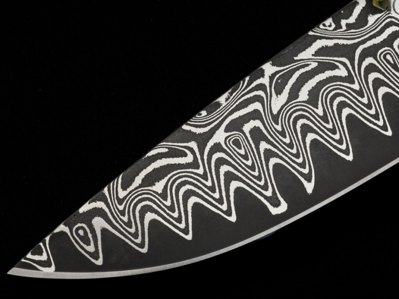 3.5 x 55 x 225 mm FF ELMAX Core flat - New Moon patt. - Core stainless damascus